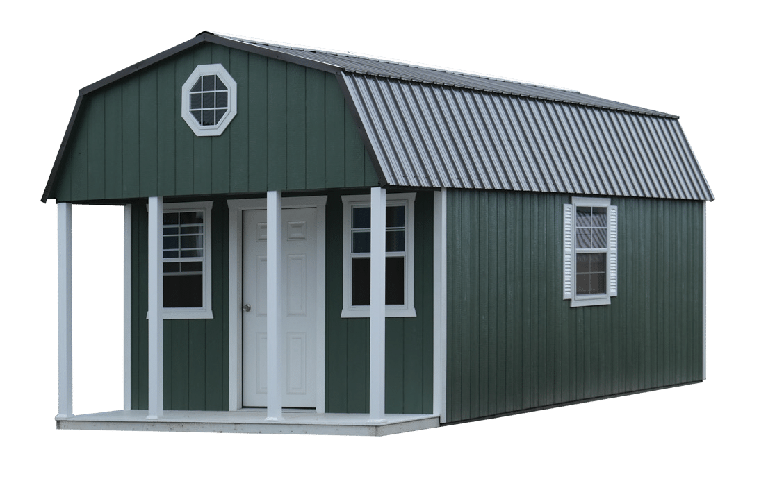 Green lofted Barn with porch