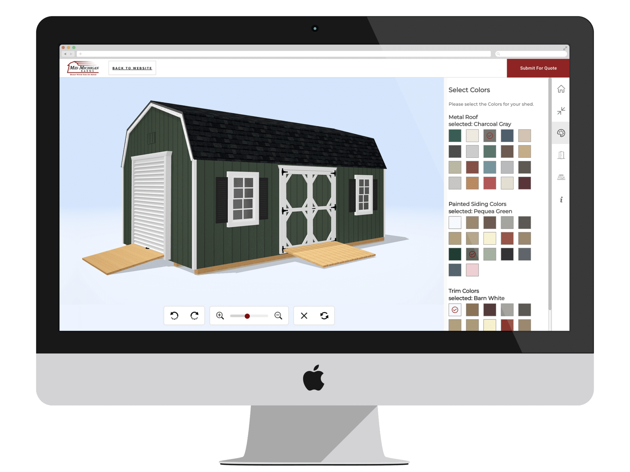 3D Shed Builder Software Preview – mocked up on a computer