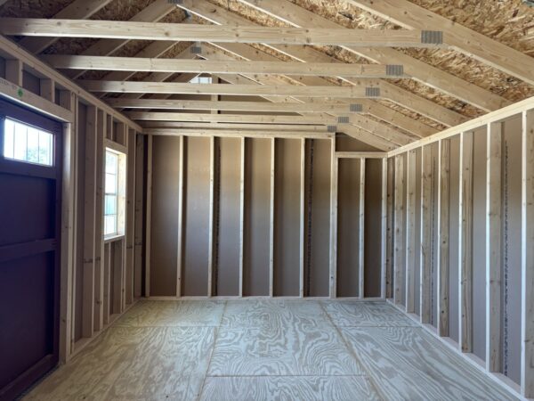 12x20 Tan Quaker Shed Interior Double Doors