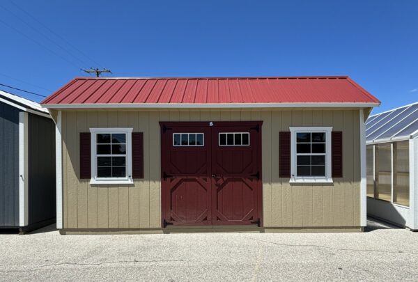 12x20 Tan Quaker Shed Exterior