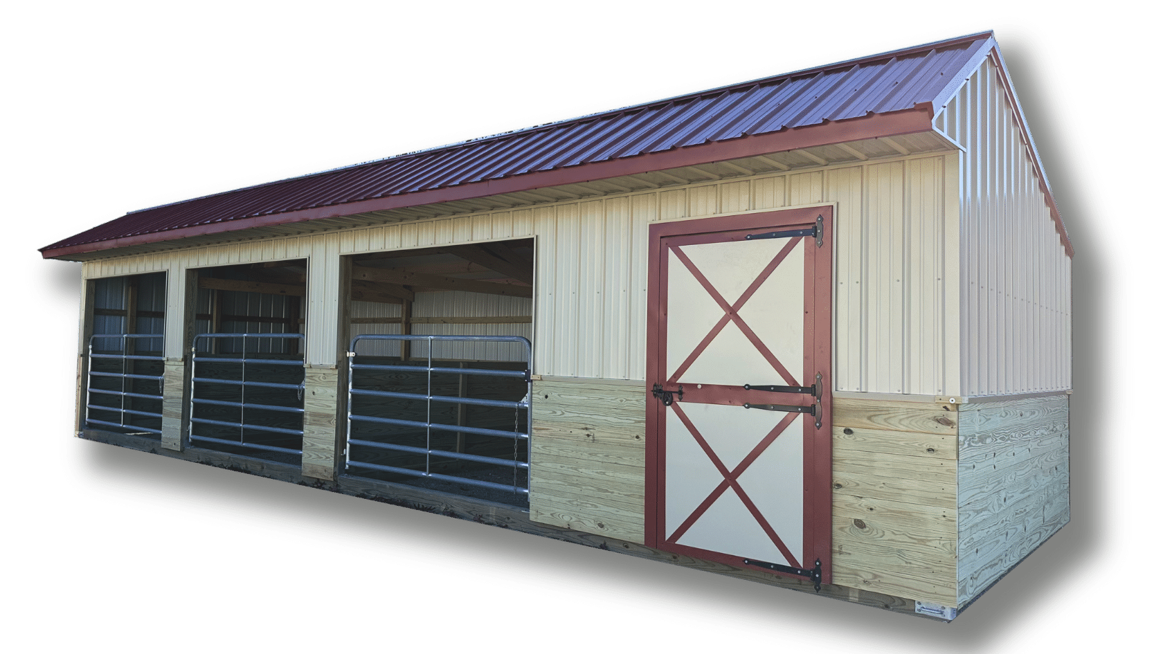 Gated horse shelter with tack room