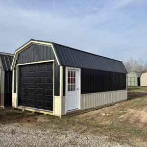 12x24 Black Metal Lofted Garage